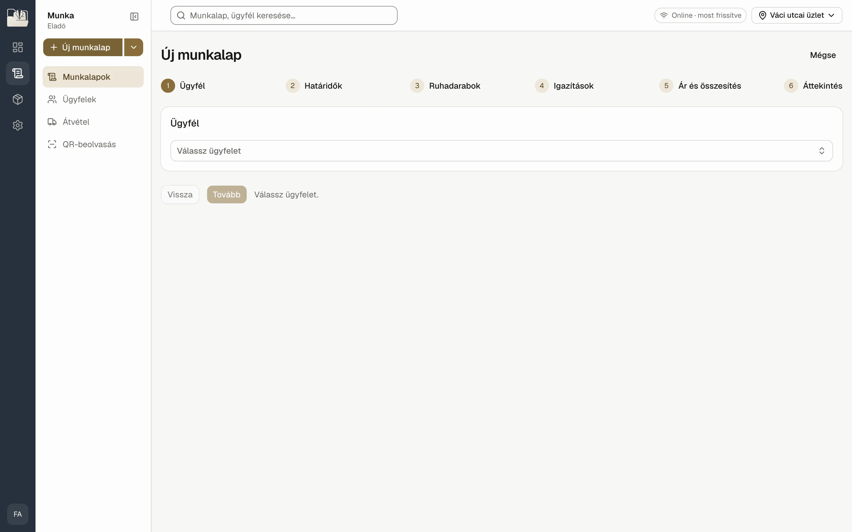 Kattints a bal oldali oszlop tetején az Új munkalap gombra. Telefonon ugyanez a gomb a fejlécben van.